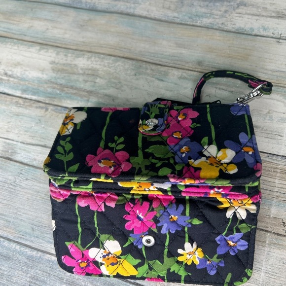 Vera Bradley Wallet Black Colorful Floral Wristlet Wildflower Garden - Picture 6 of 7